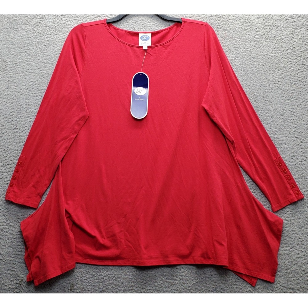 DG2 by Diane Gilman Tunic Top Womens XL Multi Asymmetrical Flared Hem Pullover
